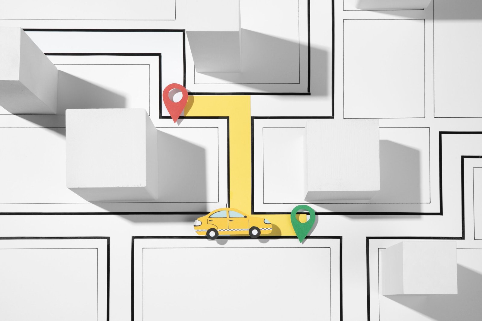 flat lay public transport arrangement
